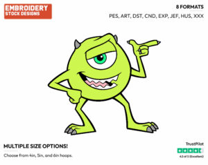 Mike Wazowski - Disney's Monsters Inc. - Embroidery Design in 3 sizes & 8 formats