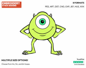 Mike Wazowski - Disney's Monsters Inc. - Embroidery Design in 3 sizes & 8 formats