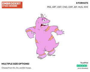 George Sanderson - Disney's Monsters Inc. - Embroidery Design in 3 sizes & 8 formats