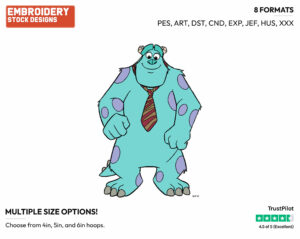 Sulley Wearing A Tie - Disney's Monsters Inc. - Embroidery Design in 3 sizes & 8 formats