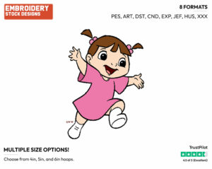 Boo - Disney's Monsters Inc. - Embroidery Design in 3 sizes & 8 formats