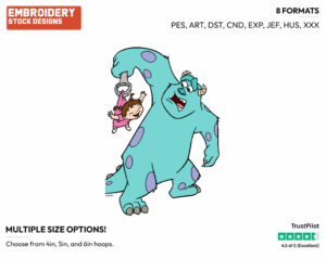 Sulley, Boo - Disney's Monsters Inc. - Embroidery Design in 3 sizes & 8 formats