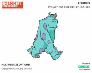 Sulley, Boo - Disney's Monsters Inc. - Embroidery Design in 3 sizes & 8 formats