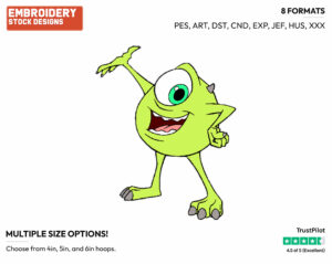 Mike Wazowski - Disney's Monsters Inc. - Embroidery Design in 3 sizes & 8 formats