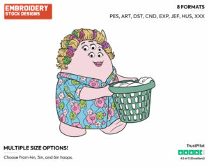 Mrs. Squibbles Carrying Laundry Basket - Disney's Monsters University - Embroidery Design in 3 sizes & 8 formats