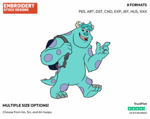 Sulley - Disney's Monsters University - Embroidery Design in 3 sizes & 8 formats
