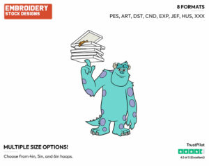 Sulley - Disney's Monsters University - Embroidery Design in 3 sizes & 8 formats