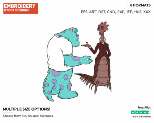 Sulley, Dean Hardscrabble - Disney's Monsters University - Embroidery Design in 3 sizes & 8 formats