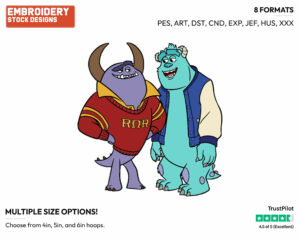 Johnny, Sulley - Disney's Monsters University - Embroidery Design in 3 sizes & 8 formats