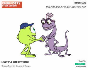 Randall Boggs Meeting Mike - Disney's Monsters University - Embroidery Design in 3 sizes & 8 formats