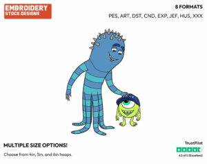 Young Mike, Frank Mccay - Disney's Monsters University - Embroidery Design in 3 sizes & 8 formats