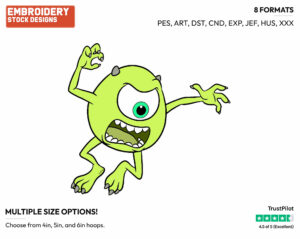 Mike Wazowski - Disney's Monsters University - Embroidery Design in 3 sizes & 8 formats