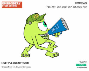 Mike Speaking In Megaphone - Disney's Monsters University - Embroidery Design in 3 sizes & 8 formats