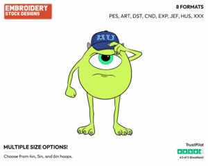Mike - Disney's Monsters University - Embroidery Design in 3 sizes & 8 formats