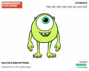 Young Mike - Disney's Monsters University - Embroidery Design in 3 sizes & 8 formats