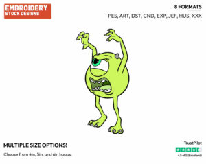 Mike Wazowski Scaring - Disney's Monsters University - Embroidery Design in 3 sizes & 8 formats