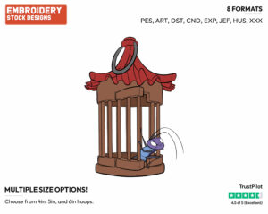 Cri-Kee In His Cage - Disney's Mulan - Embroidery Design in 3 sizes & 8 formats