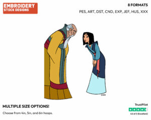 Mulan Bowing To Emperor - Disney's Mulan - Embroidery Design in 3 sizes & 8 formats