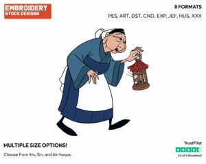 Grandmother Fa - Disney's Mulan - Embroidery Design in 3 sizes & 8 formats