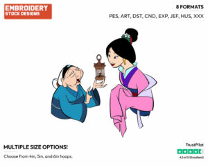 Mulan, Grandmother Fa - Disney's Mulan - Embroidery Design in 3 sizes & 8 formats