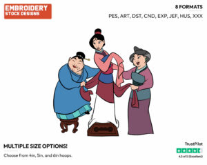 Mulan Getting Ready For The Matchmaker - Disney's Mulan - Embroidery Design in 3 sizes & 8 formats