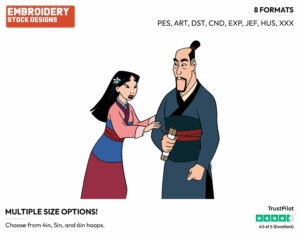 Mulan, Fa Zhou - Disney's Mulan - Embroidery Design in 3 sizes & 8 formats