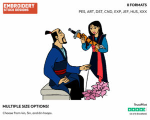Mulan, Fa Zhou - Disney's Mulan - Embroidery Design in 3 sizes & 8 formats
