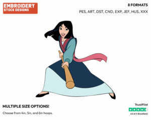 Mulan Fighting - Disney's Mulan - Embroidery Design in 3 sizes & 8 formats
