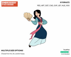 Mulan Holding Fan - Disney's Mulan - Embroidery Design in 3 sizes & 8 formats