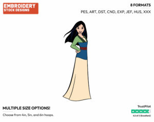 Mulan Posing - Disney's Mulan - Embroidery Design in 3 sizes & 8 formats