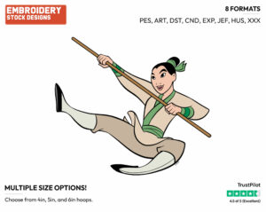 Mulan Kicking - Disney's Mulan - Embroidery Design in 3 sizes & 8 formats