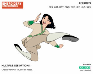 Mulan Kicking - Disney's Mulan - Embroidery Design in 3 sizes & 8 formats