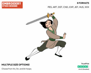 Mulan Training With Sword - Disney's Mulan - Embroidery Design in 3 sizes & 8 formats