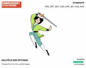 Mulan Training With Sword - Disney's Mulan - Embroidery Design in 3 sizes & 8 formats