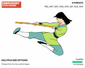 Mulan Fighting - Disney's Mulan - Embroidery Design in 3 sizes & 8 formats
