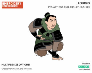 Soldier Mulan Injured - Disney's Mulan - Embroidery Design in 3 sizes & 8 formats