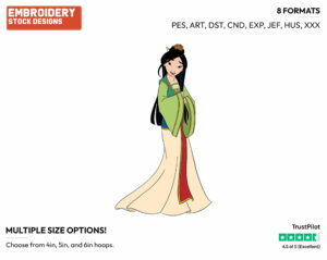 Mulan - Disney's Mulan - Embroidery Design in 3 sizes & 8 formats