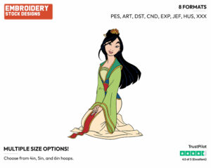 Mulan Kneeling - Disney's Mulan - Embroidery Design in 3 sizes & 8 formats