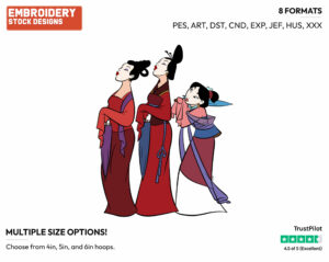 Mulan In Line To See The Matchmaker - Disney's Mulan - Embroidery Design in 3 sizes & 8 formats