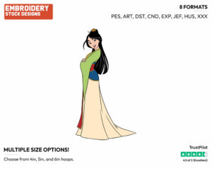 Princess Mulan - Disney's Mulan - Embroidery Design in 3 sizes & 8 formats