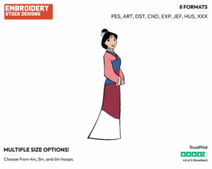 Mulan In Her Dress - Disney's Mulan - Embroidery Design in 3 sizes & 8 formats