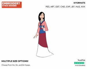 Mulan - Disney's Mulan - Embroidery Design in 3 sizes & 8 formats