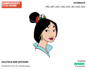 Mulan's Face All Made Up - Disney's Mulan - Embroidery Design in 3 sizes & 8 formats