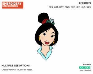 Mulan's Face - Disney's Mulan - Embroidery Design in 3 sizes & 8 formats