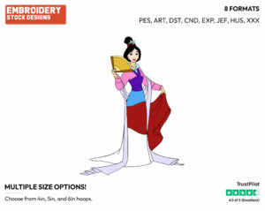 Mulan - Disney's Mulan - Embroidery Design in 3 sizes & 8 formats