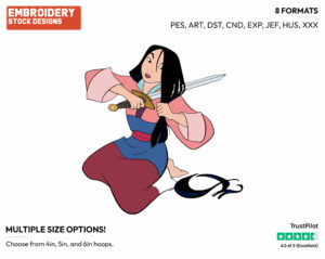 Mulan Cutting Her Hair - Disney's Mulan - Embroidery Design in 3 sizes & 8 formats