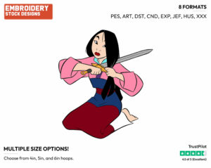 Mulan Cutting Her Hair - Disney's Mulan - Embroidery Design in 3 sizes & 8 formats