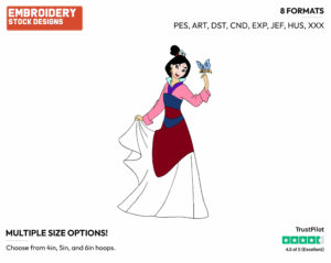 Mulan, Butterfly - Disney's Mulan - Embroidery Design in 3 sizes & 8 formats
