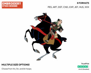 Soldier Mulan Riding Khan - Disney's Mulan - Embroidery Design in 3 sizes & 8 formats