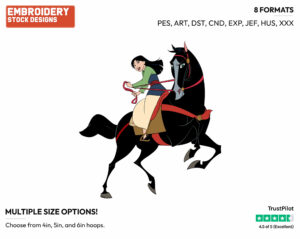 Mulan Riding Khan - Disney's Mulan - Embroidery Design in 3 sizes & 8 formats